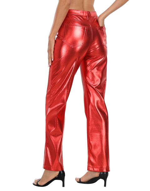 Shiny Metallic Faux Leather Pants
