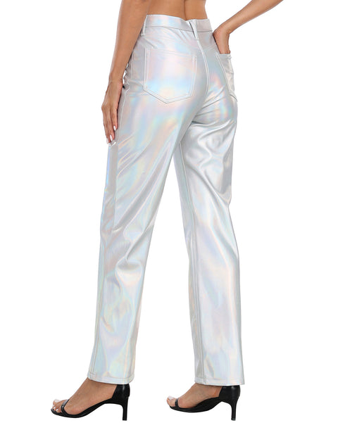 Shiny Metallic Faux Leather Pants