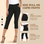 Women's 19" Inseam Pull On Capri Pants with Pockets