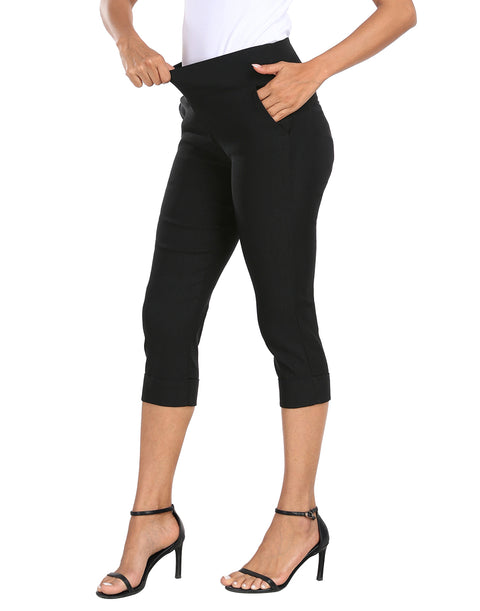 Women's 19" Inseam Pull On Capri Pants with Pockets
