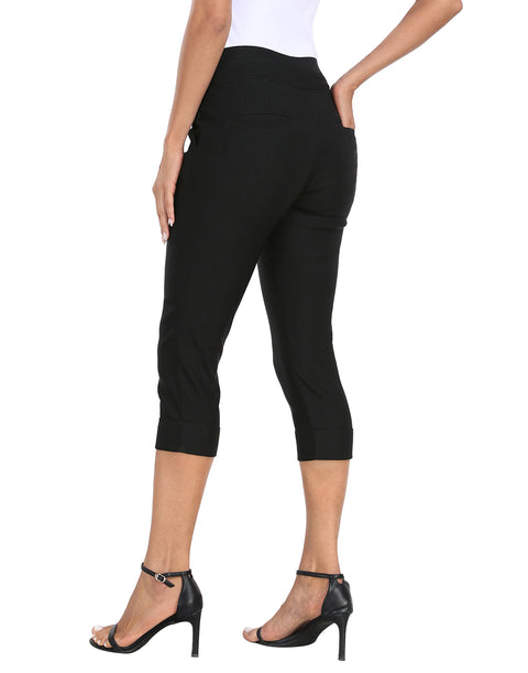 Women's 19" Inseam Pull On Capri Pants with Pockets