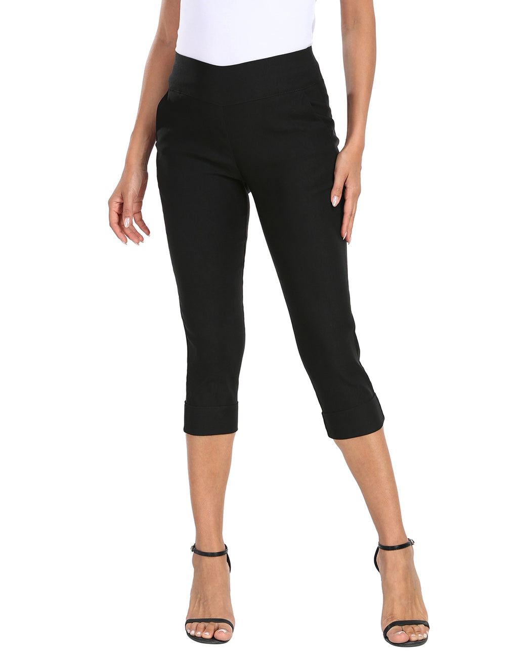 Women's 19" Inseam Pull On Capri Pants with Pockets