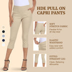 Women's 19" Inseam Pull On Capri Pants with Pockets