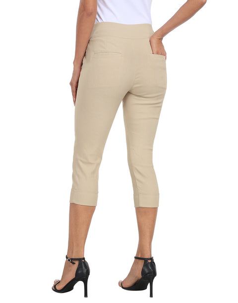Women's 19" Inseam Pull On Capri Pants with Pockets