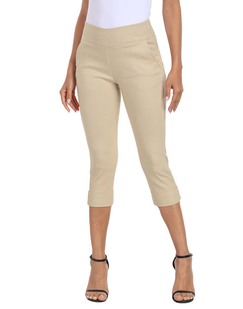 Women's 19" Inseam Pull On Capri Pants with Pockets