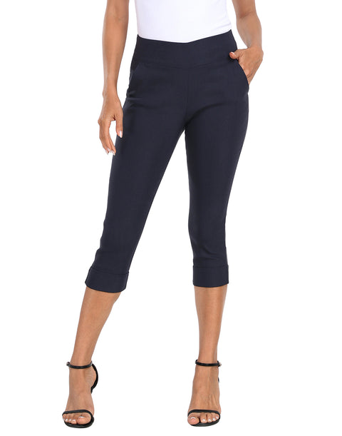 Women's 19" Inseam Pull On Capri Pants with Pockets