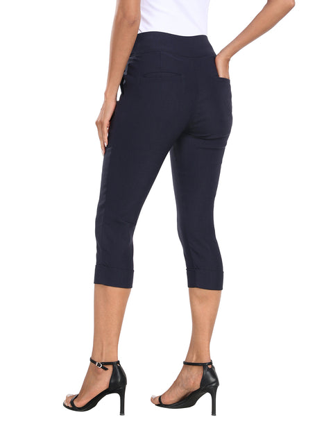 Women's 19" Inseam Pull On Capri Pants with Pockets