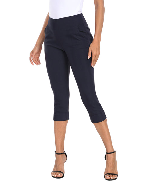 Women's 19" Inseam Pull On Capri Pants with Pockets