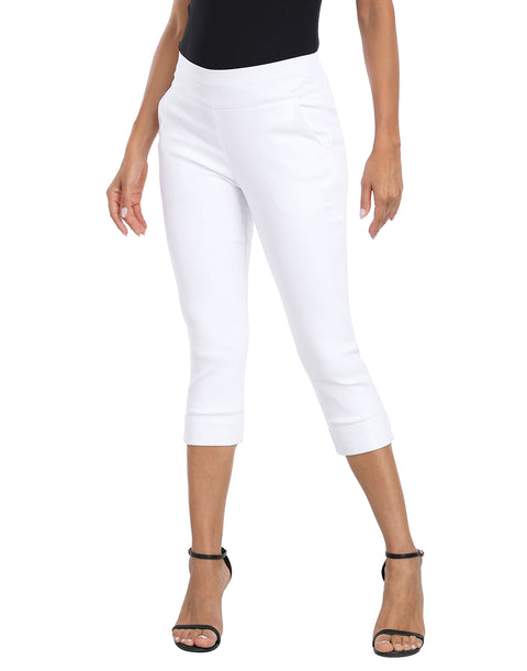 Women's 19" Inseam Pull On Capri Pants with Pockets
