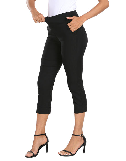 Women's 21" Inseam Pull On Capri Pants with Pockets