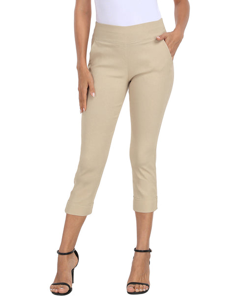 Women's 21" Inseam Pull On Capri Pants with Pockets