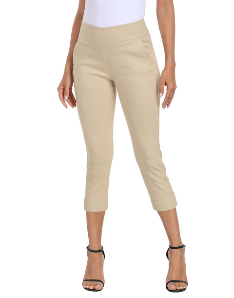 Women's 21" Inseam Pull On Capri Pants with Pockets