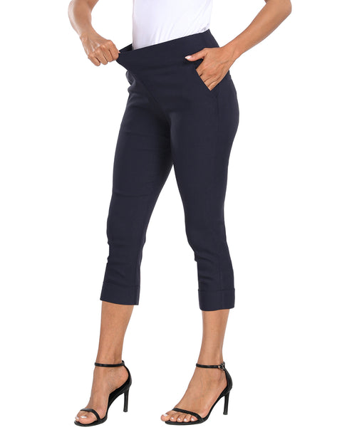 Women's 21" Inseam Pull On Capri Pants with Pockets