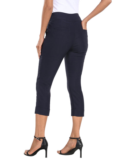 Women's 21" Inseam Pull On Capri Pants with Pockets