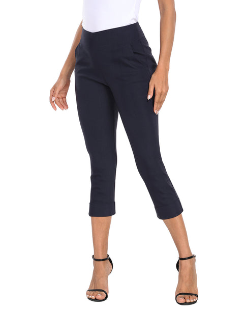 Women's 21" Inseam Pull On Capri Pants with Pockets