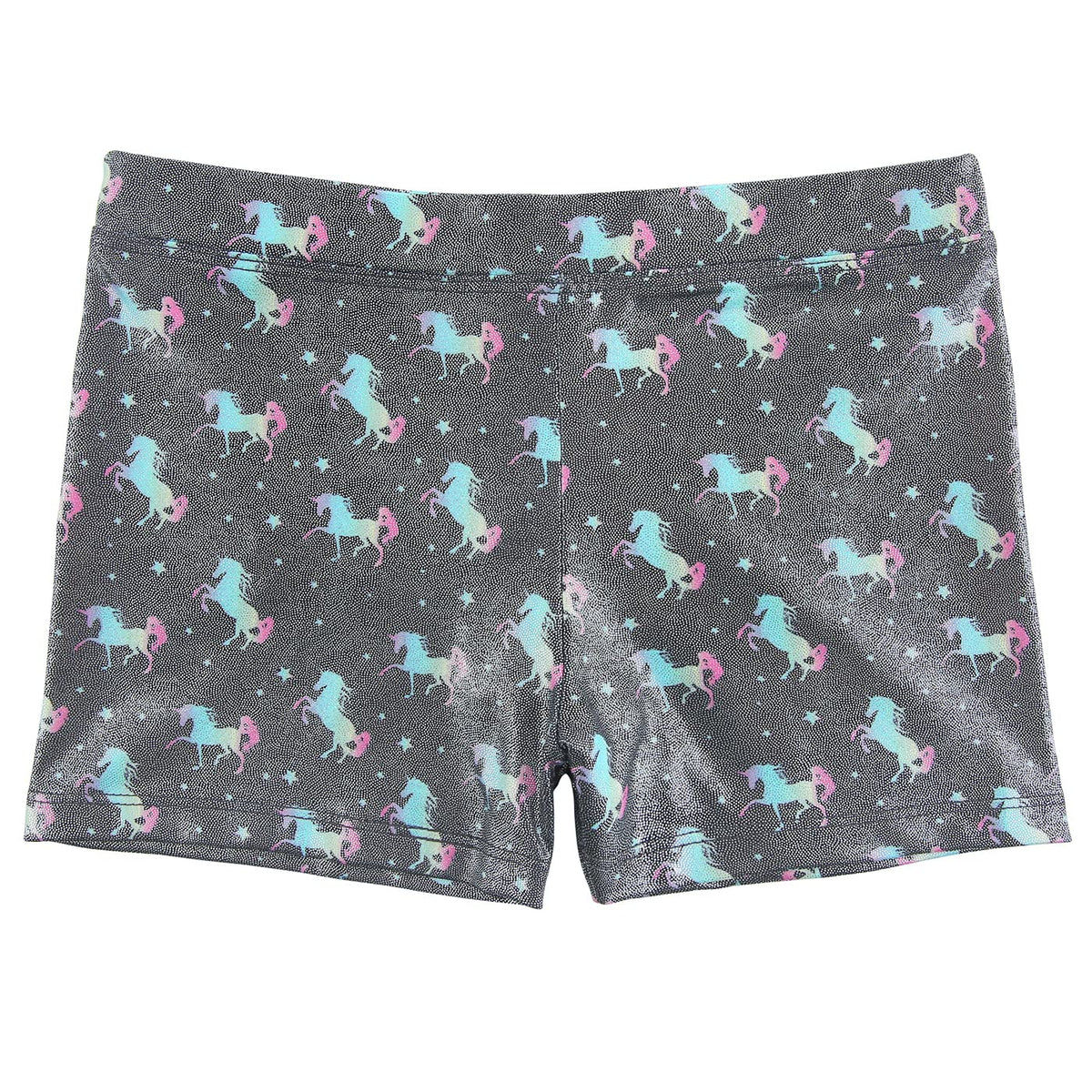 HDE Girls Shorts - Gymnastics for Dance Glitter Sparkle Tumbling Bottoms - Unicorn Stars