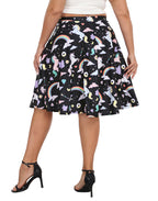 Plus Size Graphic Midi Skater Skirt with Pockets