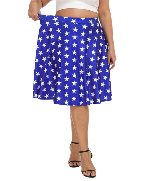 Plus Size Graphic Midi Skater Skirt with Pockets