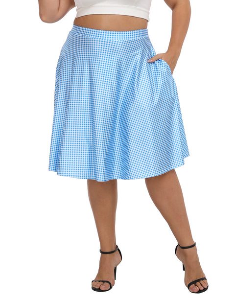 Plus Size Graphic Midi Skater Skirt with Pockets