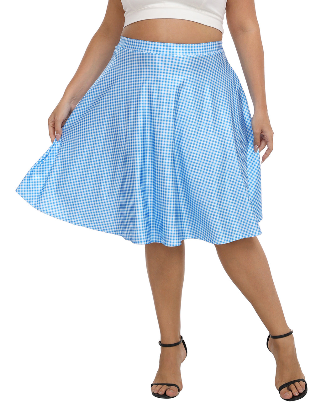 Plus Size Graphic Midi Skater Skirt with Pockets