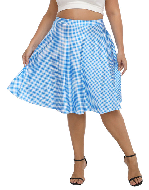 Plus Size Graphic Midi Skater Skirt with Pockets