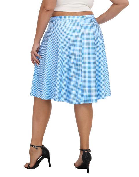 Plus Size Graphic Midi Skater Skirt with Pockets