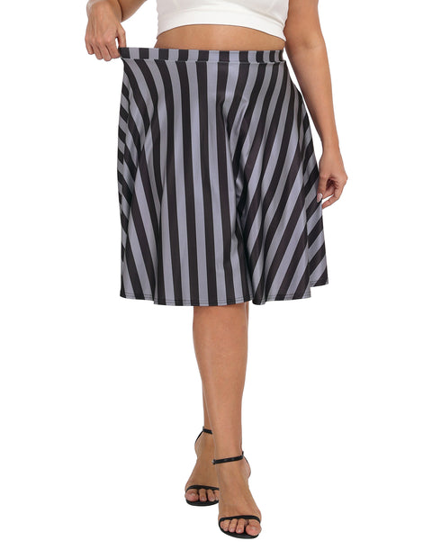 Plus Size Graphic Midi Skater Skirt with Pockets