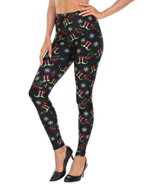 Graphic Printed Holiday Design Workout Leggings