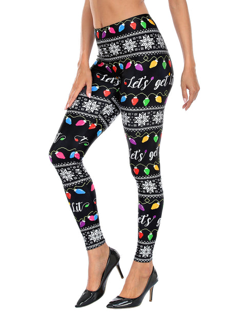 Graphic Printed Holiday Design Workout Leggings