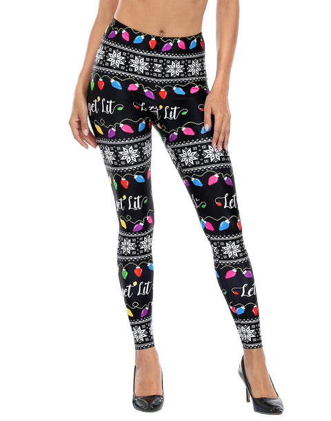 Graphic Printed Holiday Design Workout Leggings