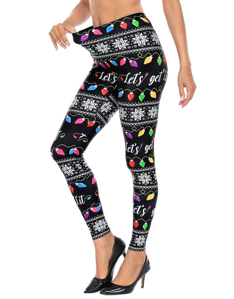 Graphic Printed Holiday Design Workout Leggings