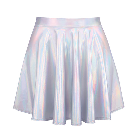 Metallic Pleated Skater Skirt
