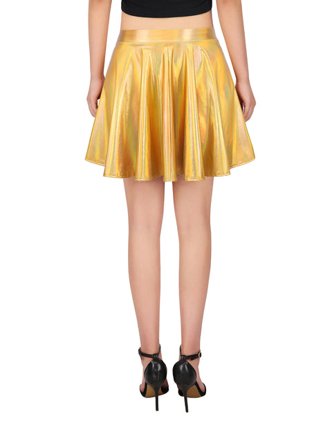 Metallic Pleated Skater Skirt