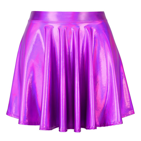 Metallic Pleated Skater Skirt