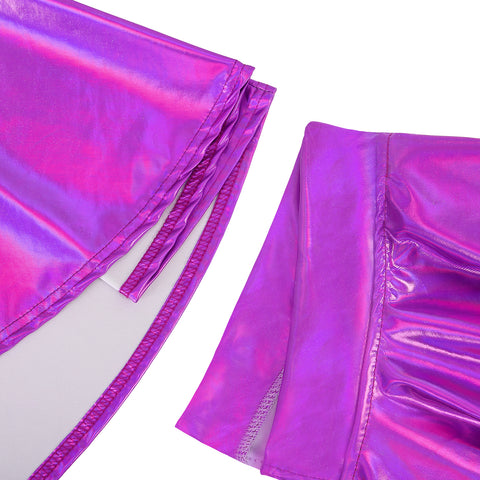 Metallic Pleated Skater Skirt