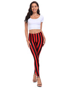 Black and Red Stripes Graphic Leggings