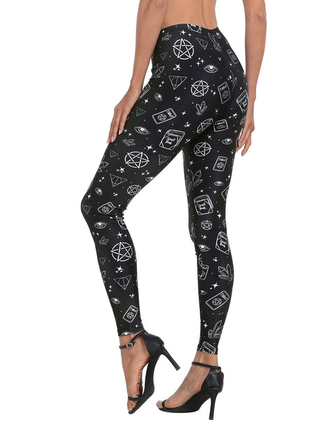 Trendy Design High Waisted Graphic Legging Tights