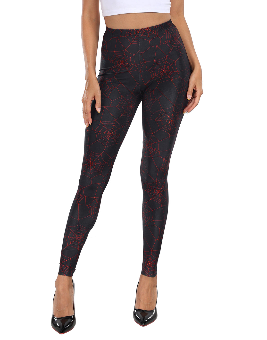 Graphic Red Spiderweb Workout Leggings Main image