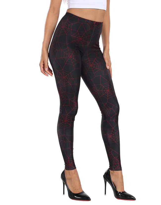 Graphic Red Spiderweb Workout Leggings – side view