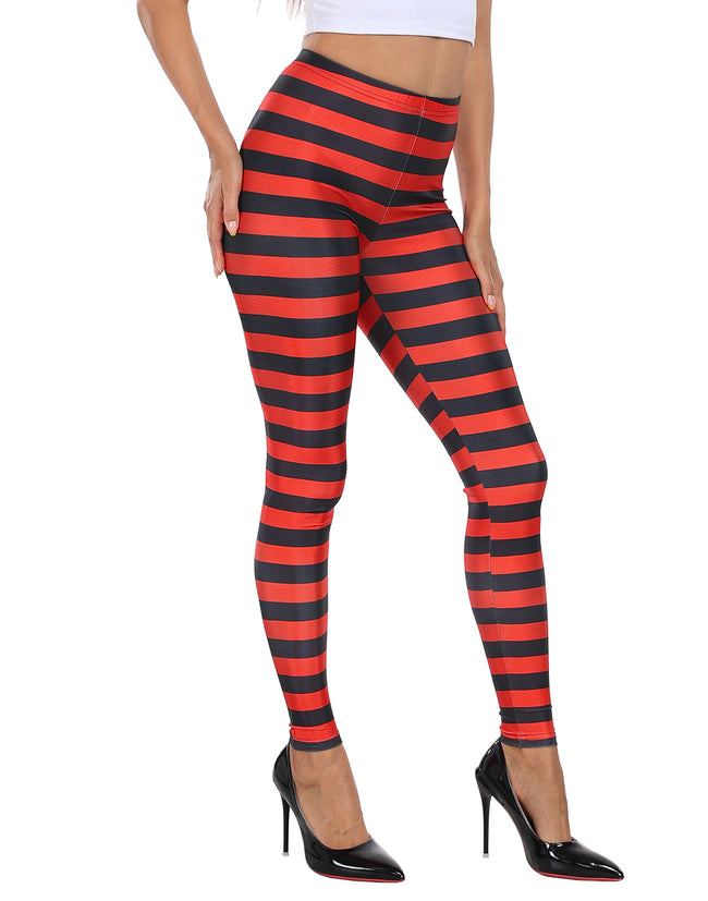 Black & Red Stripe Workout Leggings – side view