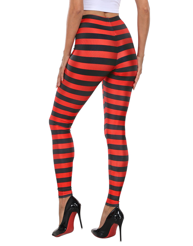 Black & Red Stripe Workout Leggings – alternate view