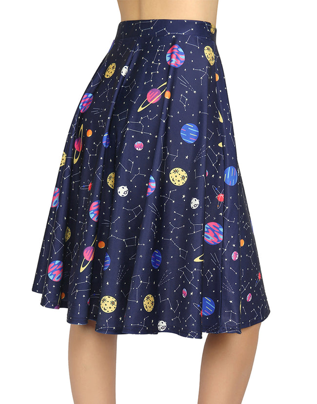 Outer Space Constellations Midi Skirt – close-up detail