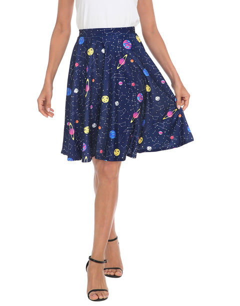 Outer Space Constellations Midi Skirt