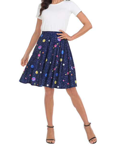 Outer Space Constellations Midi Skirt