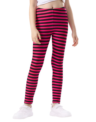Girls' Pink & Black Stripe Soft Leggings in Pink and Black Stripes