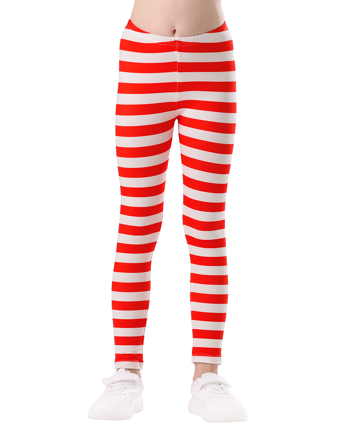 Girl's Red and White Stripes Ultra Soft Leggings Main image