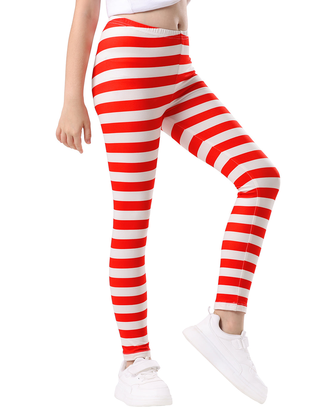 Girl's Red and White Stripes Ultra Soft Leggings