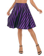 Black and Purple Vertical Stripes Midi Skater Skirt