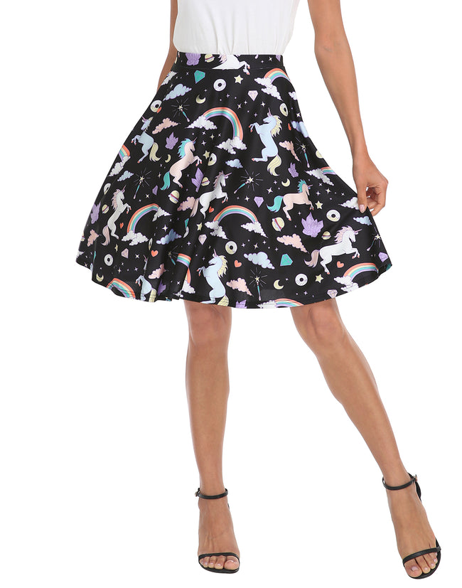 Unicorns and Rainbows Midi Skirt Pleated – side view