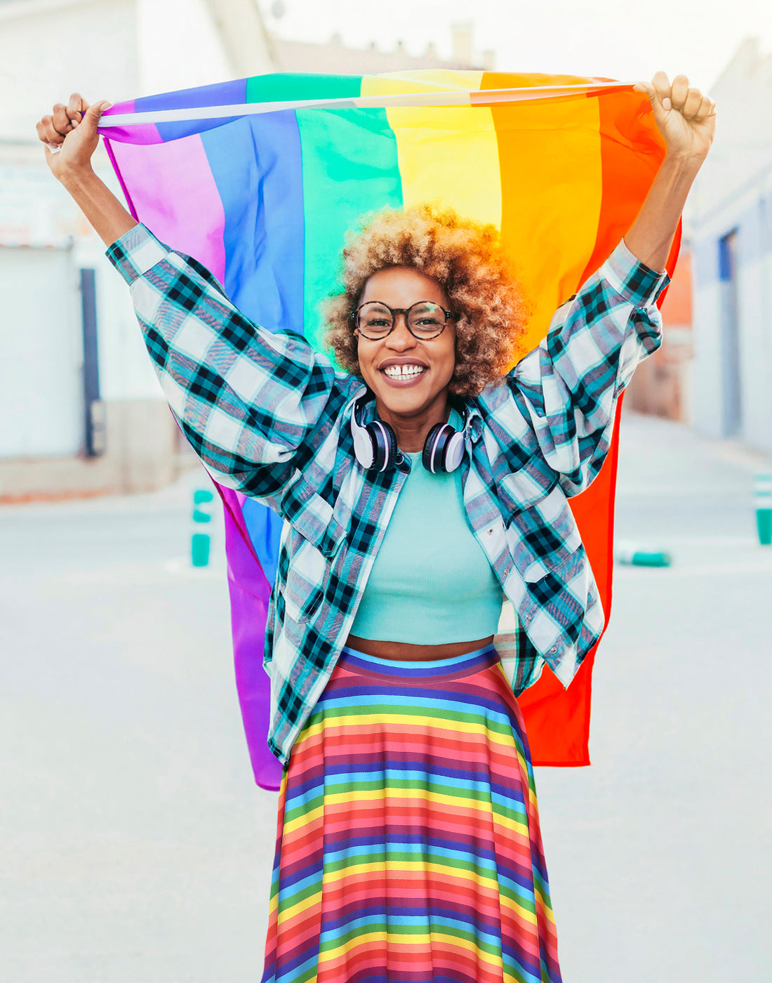 Striped Rainbow Midi Skirt Secondary image